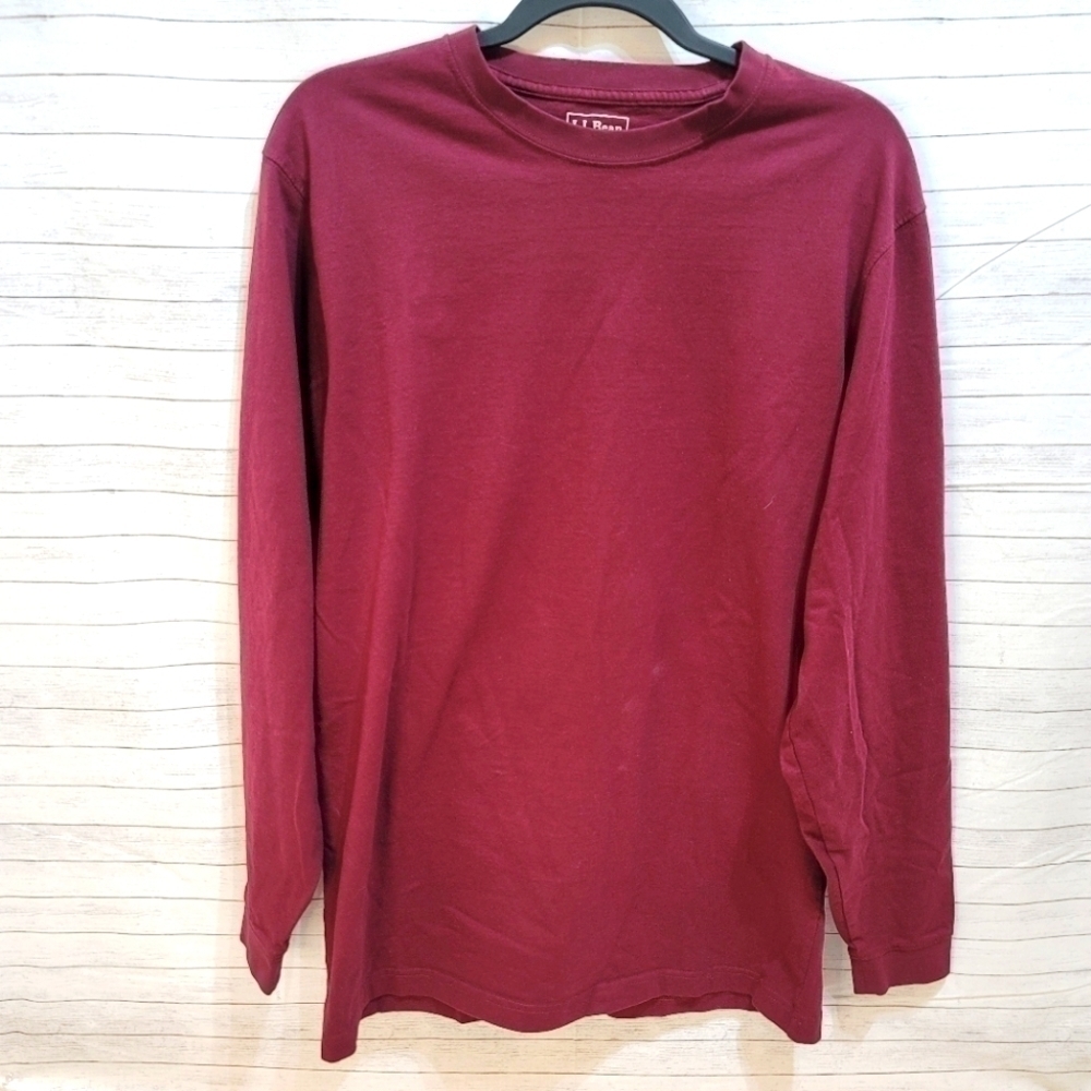 L.L. BEAN MAROON LONG SLEEVE TEE, SZ MEDIUM TALL, 100% COTTON, LIKE NEW!